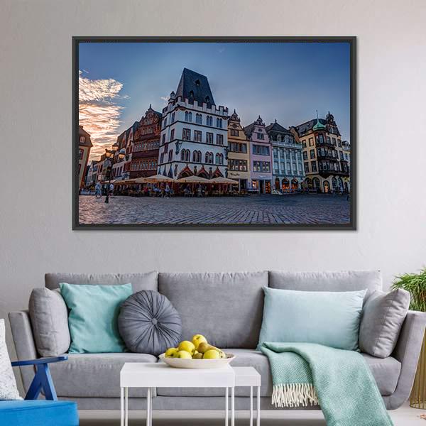 Historic House Facades Main Market Trier Canvas Wall Art-3 Horizontal-Gallery Wrap-25" x 16"-Tiaracle
