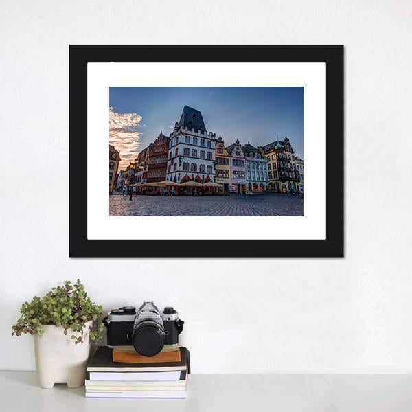 Historic House Facades Main Market Trier Canvas Wall Art-1 Piece-Framed Print-20" x 16"-Tiaracle