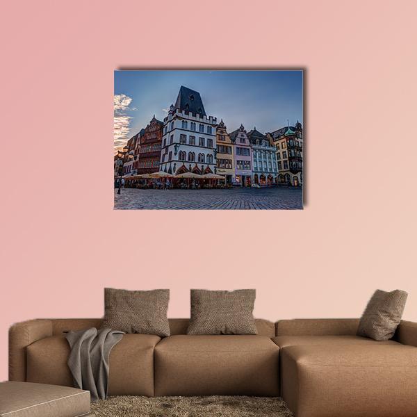 Historic House Facades Main Market Trier Canvas Wall Art-1 Piece-Gallery Wrap-48" x 32"-Tiaracle