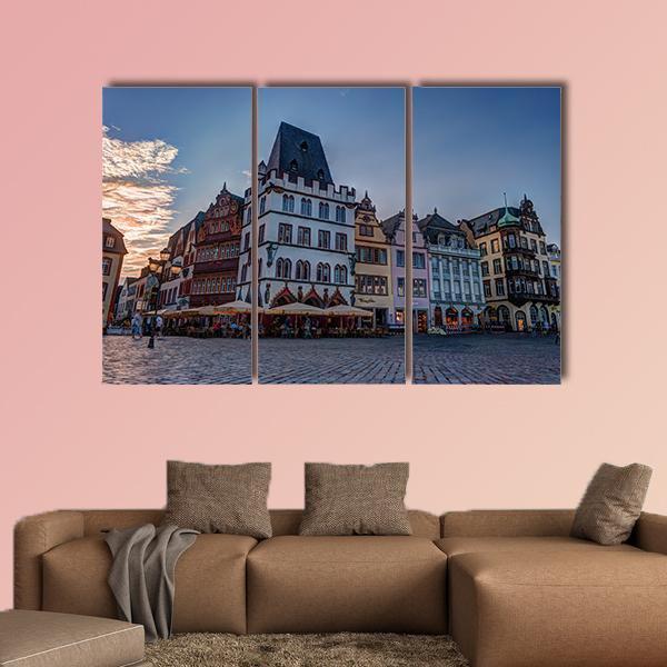 Historic House Facades Main Market Trier Canvas Wall Art-3 Horizontal-Gallery Wrap-25" x 16"-Tiaracle