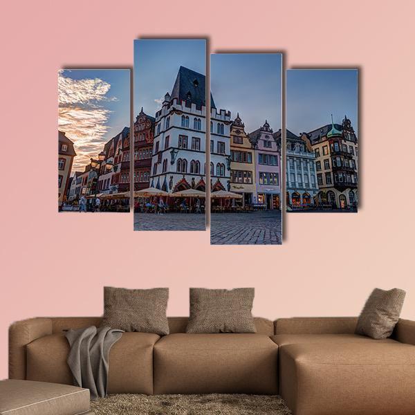 Historic House Facades Main Market Trier Canvas Wall Art-4 Pop-Gallery Wrap-50" x 32"-Tiaracle