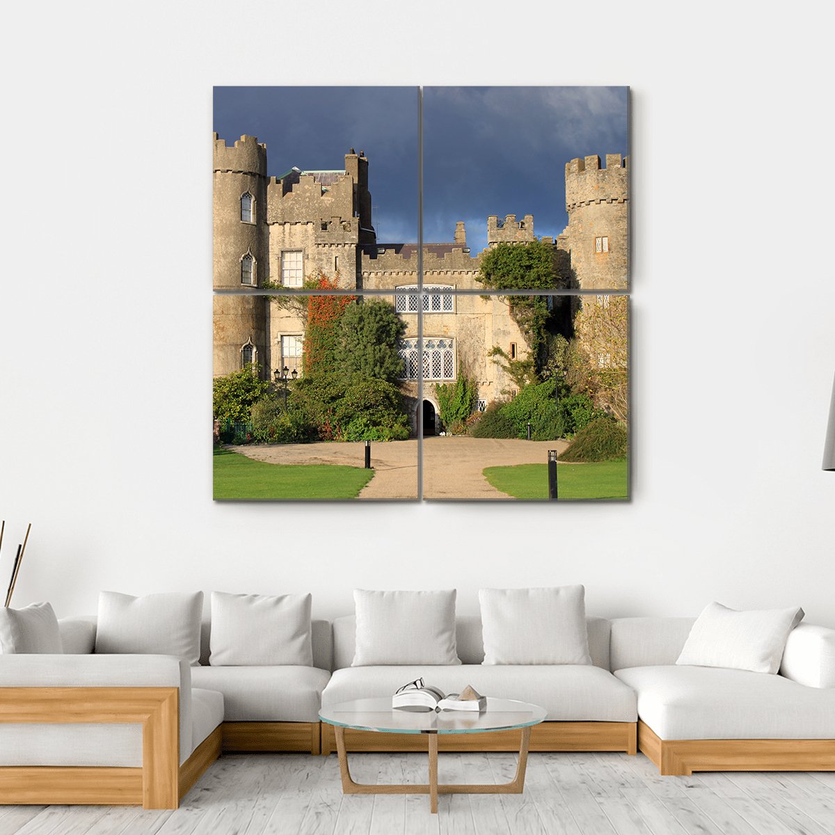 Historic Malahide Castle In Dublin Ireland Canvas Wall Art-4 Square-Gallery Wrap-17" x 17"-Tiaracle