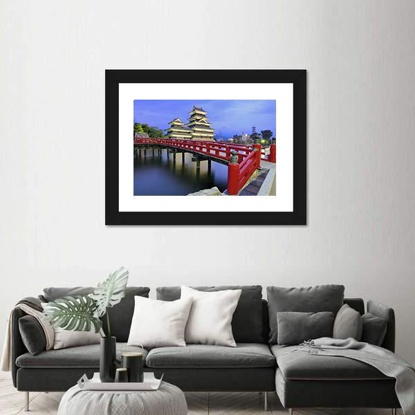 Historic Matsumoto Castle Canvas Wall Art-1 Piece-Framed Print-20" x 16"-Tiaracle
