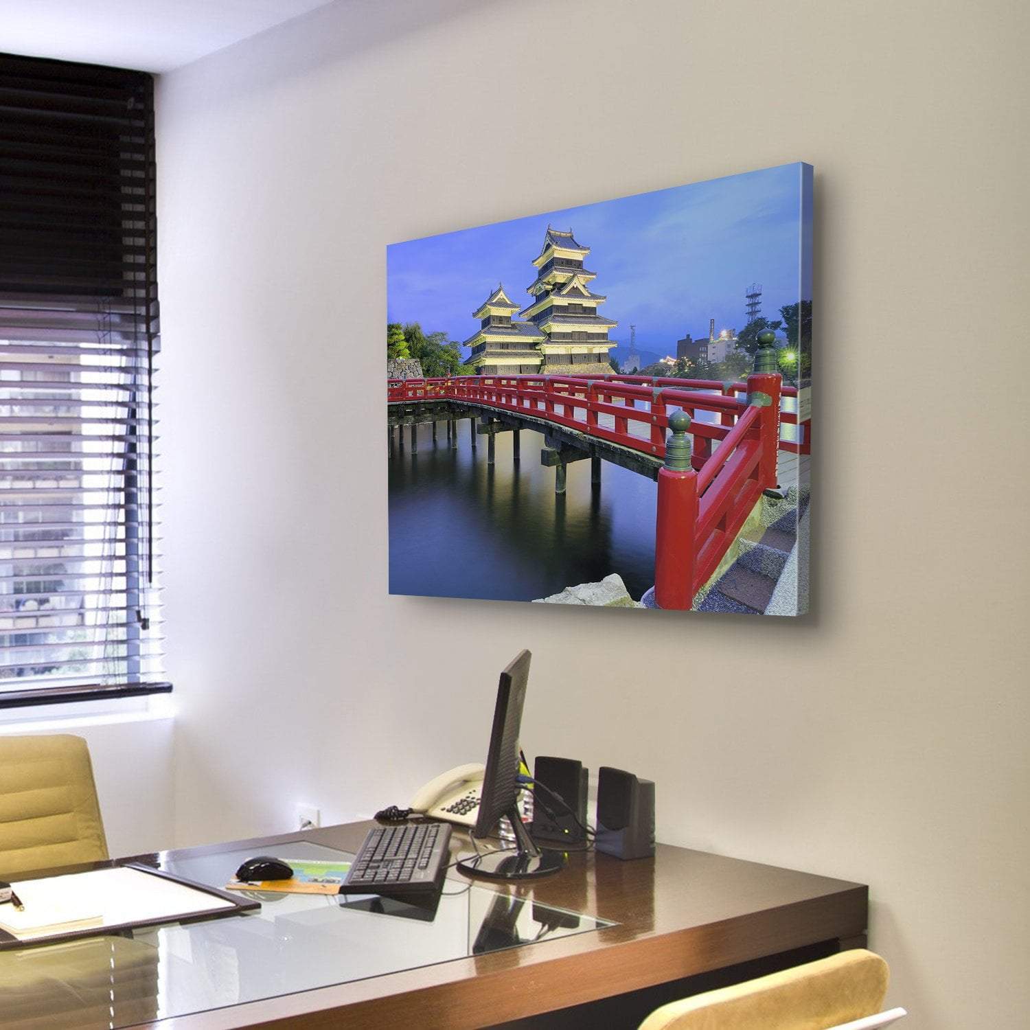 Historic Matsumoto Castle Canvas Wall Art-3 Horizontal-Gallery Wrap-25" x 16"-Tiaracle