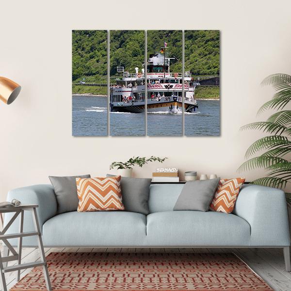 Historic Paddle Steamer In Rhine Valley Canvas Wall Art-4 Horizontal-Gallery Wrap-34" x 24"-Tiaracle