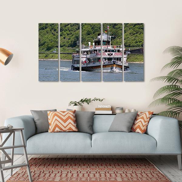Historic Paddle Steamer In Rhine Valley Canvas Wall Art-5 Horizontal-Gallery Wrap-22" x 12"-Tiaracle