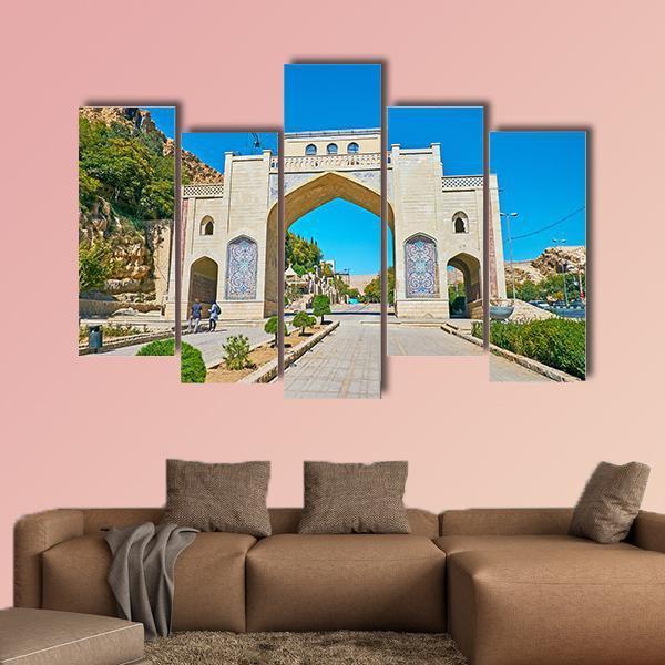 Quran Gate Iran Canvas Wall Art-5 Pop-Gallery Wrap-47" x 32"-Tiaracle