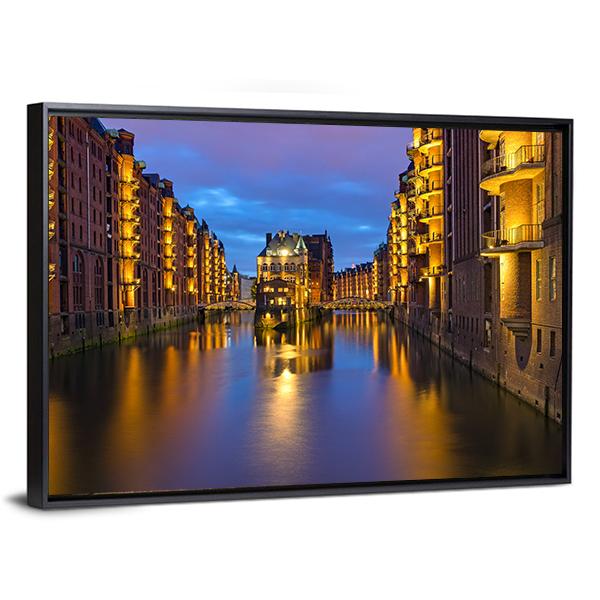 Historic Speicherstadt In Hamburg Canvas Wall Art-3 Horizontal-Gallery Wrap-25" x 16"-Tiaracle