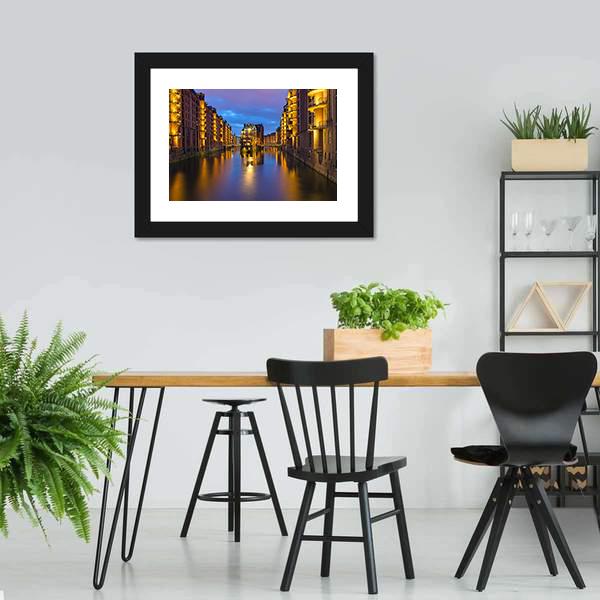 Historic Speicherstadt In Hamburg Canvas Wall Art-3 Horizontal-Gallery Wrap-25" x 16"-Tiaracle