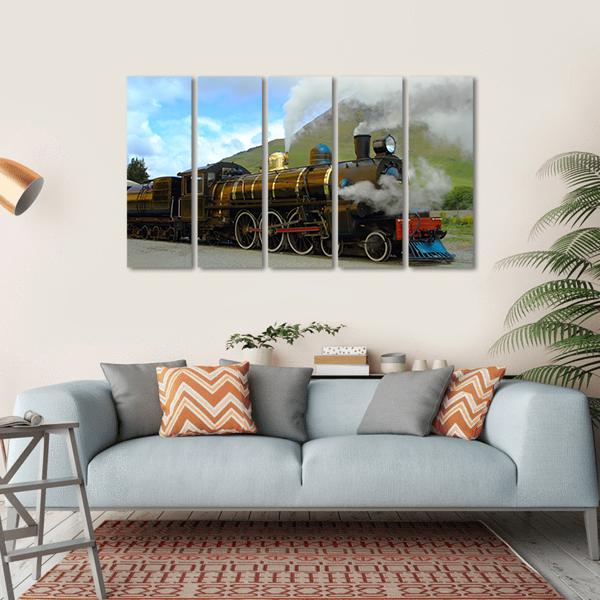Historic Steam Train Canvas Wall Art-5 Horizontal-Gallery Wrap-22" x 12"-Tiaracle