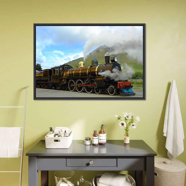 Historic Steam Train Canvas Wall Art-1 Piece-Floating Frame-24" x 16"-Tiaracle
