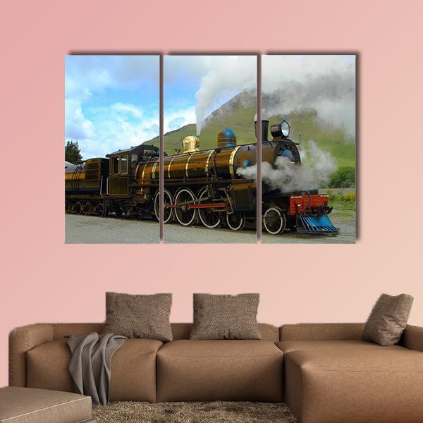 Historic Steam Train Canvas Wall Art-5 Star-Gallery Wrap-62" x 32"-Tiaracle