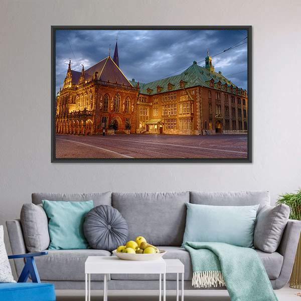 Historic Town Hall Of Bremen Panoramic Canvas Wall Art-1 Piece-36" x 12"-Tiaracle