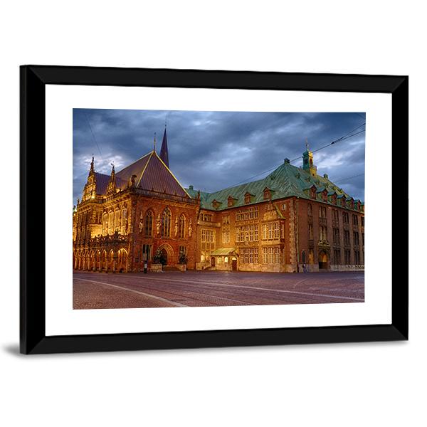 Historic Town Hall Of Bremen Panoramic Canvas Wall Art-1 Piece-36" x 12"-Tiaracle