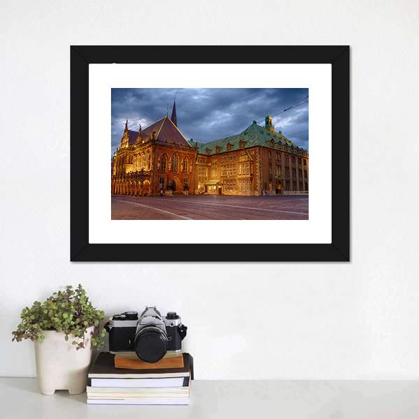 Historic Town Hall Of Bremen Panoramic Canvas Wall Art-1 Piece-36" x 12"-Tiaracle