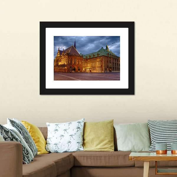 Historic Town Hall Of Bremen Panoramic Canvas Wall Art-1 Piece-36" x 12"-Tiaracle