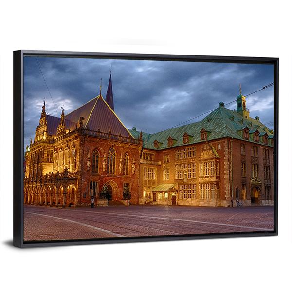 Historic Town Hall Of Bremen Panoramic Canvas Wall Art-1 Piece-36" x 12"-Tiaracle