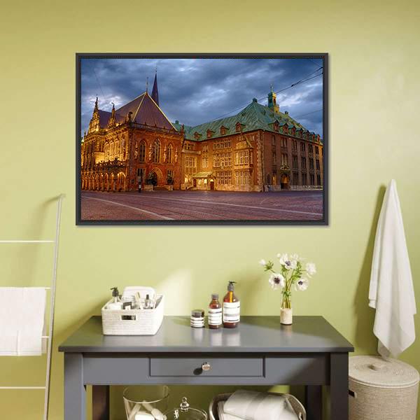 Historic Town Hall Of Bremen Panoramic Canvas Wall Art-1 Piece-36" x 12"-Tiaracle