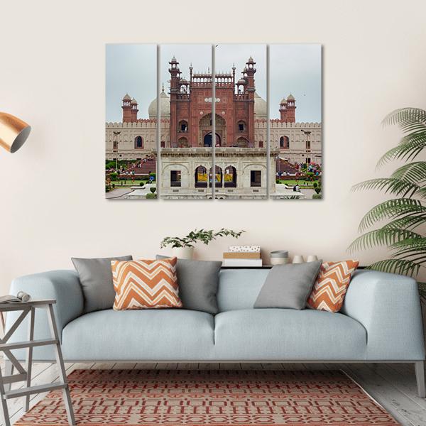 Historical Badshahi Mosque Canvas Wall Art-4 Horizontal-Gallery Wrap-34" x 24"-Tiaracle