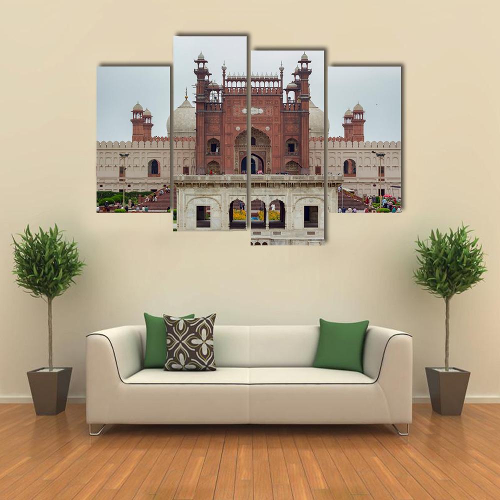 Historical Badshahi Mosque Canvas Wall Art-4 Pop-Gallery Wrap-34" x 20"-Tiaracle