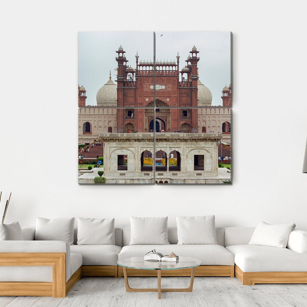 Historical Badshahi Mosque Canvas Wall Art-4 Square-Gallery Wrap-17" x 17"-Tiaracle