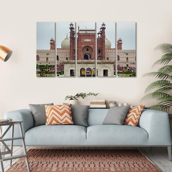 Historical Badshahi Mosque Canvas Wall Art-5 Horizontal-Gallery Wrap-22" x 12"-Tiaracle