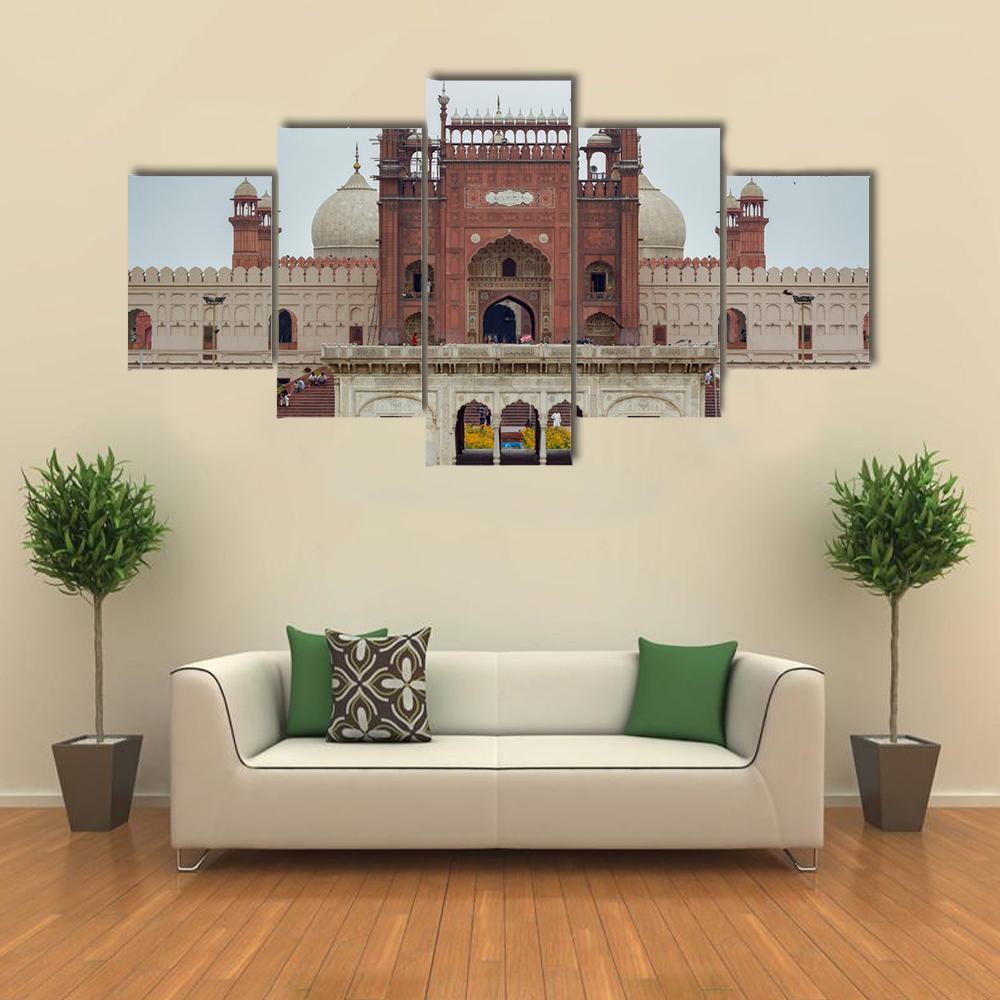 Historical Badshahi Mosque Canvas Wall Art-5 Star-Gallery Wrap-42" x 21"-Tiaracle