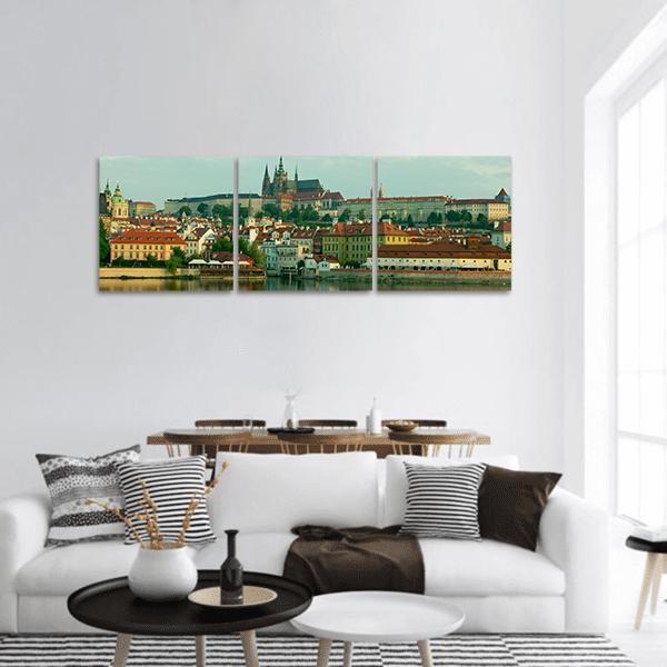 Scenic View On Vltava River Panoramic Canvas Wall Art-1 Piece-36" x 12"-Tiaracle