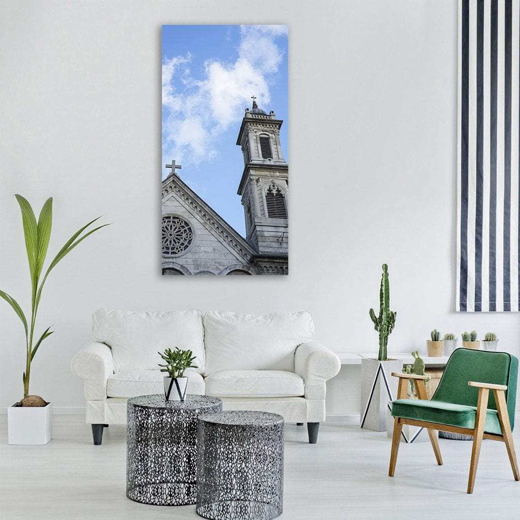 Historical Church Building Vertical Canvas Wall Art-3 Vertical-Gallery Wrap-12" x 25"-Tiaracle