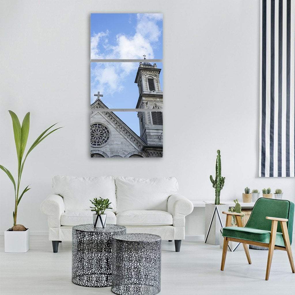 Historical Church Building Vertical Canvas Wall Art-3 Vertical-Gallery Wrap-12" x 25"-Tiaracle
