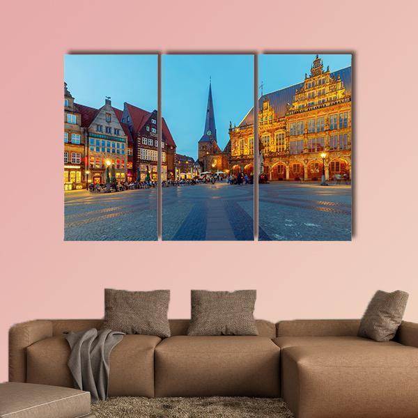Central Market Square Bremen Canvas Wall Art-3 Horizontal-Gallery Wrap-25" x 16"-Tiaracle