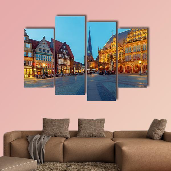 Central Market Square Bremen Canvas Wall Art-4 Pop-Gallery Wrap-50" x 32"-Tiaracle