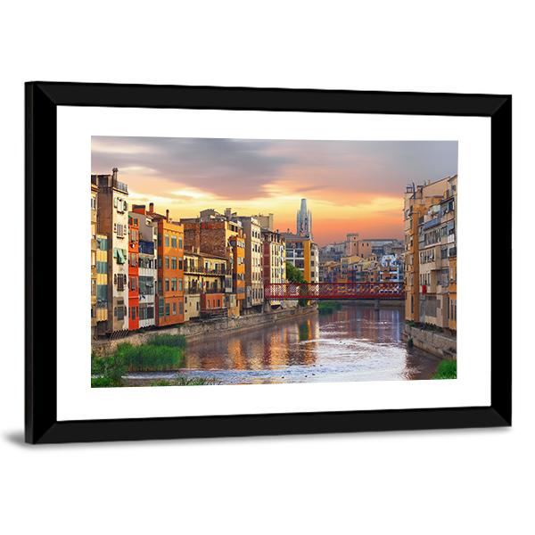 Historical Jewish Quarter In Girona Canvas Wall Art-3 Horizontal-Gallery Wrap-25" x 16"-Tiaracle