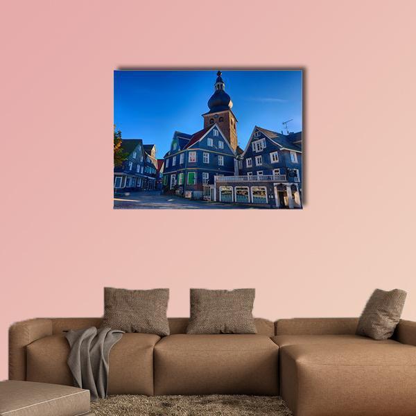 Market Place In Lennep Canvas Wall Art-1 Piece-Gallery Wrap-48" x 32"-Tiaracle