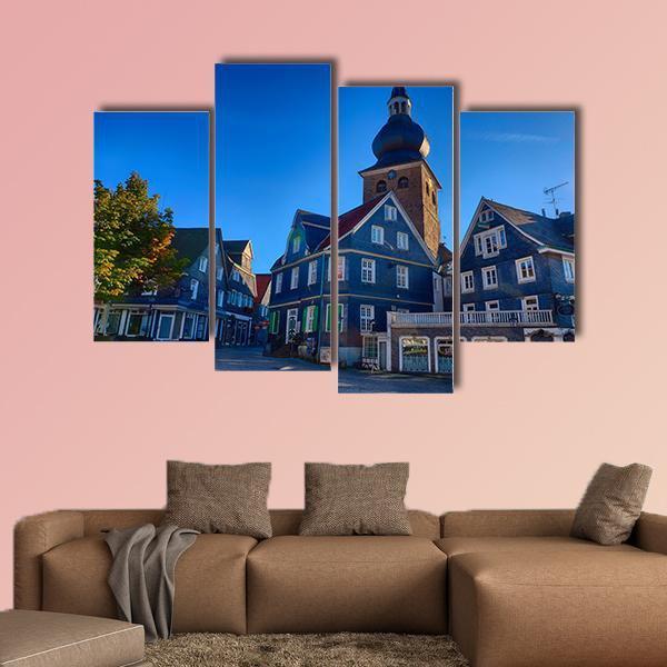 Market Place In Lennep Canvas Wall Art-4 Pop-Gallery Wrap-50" x 32"-Tiaracle