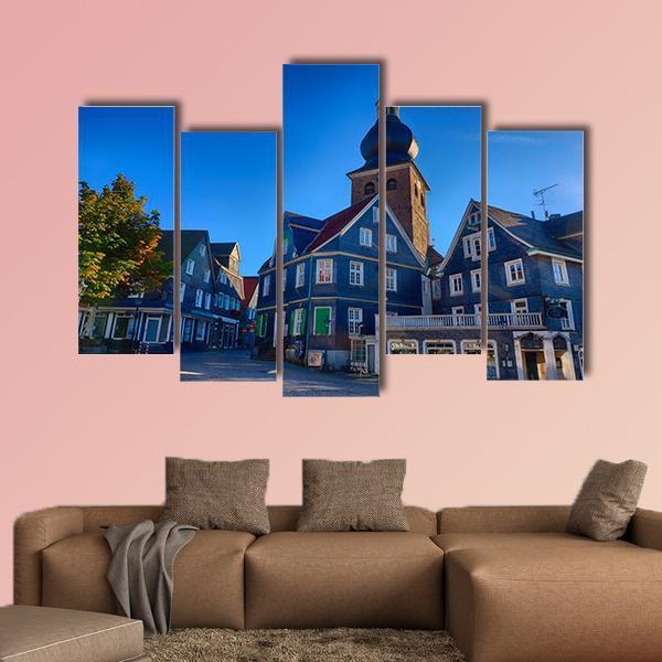 Market Place In Lennep Canvas Wall Art-5 Pop-Gallery Wrap-47" x 32"-Tiaracle