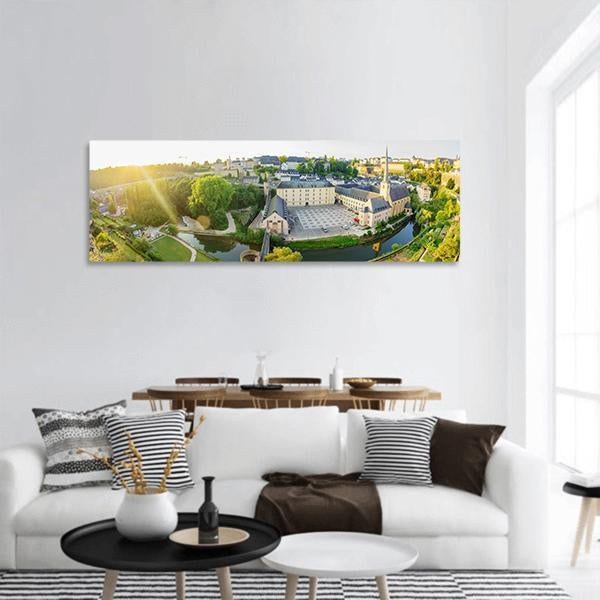 Historical View Of Grund Luxembourg Panoramic Canvas Wall Art-3 Piece-25" x 08"-Tiaracle