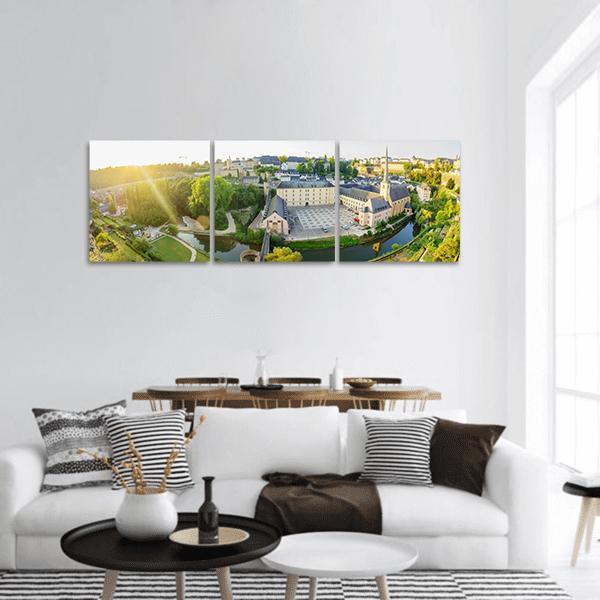 Historical View Of Grund Luxembourg Panoramic Canvas Wall Art-3 Piece-25" x 08"-Tiaracle