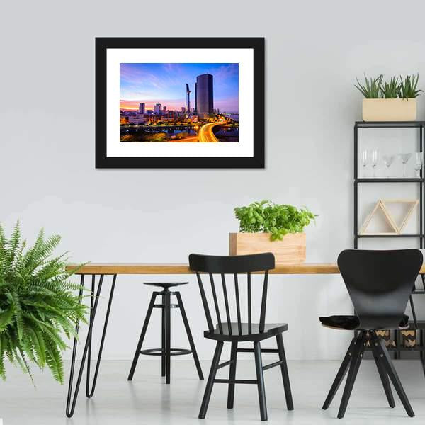 Ho Chi Minh City At Night Canvas Wall Art-3 Horizontal-Gallery Wrap-25" x 16"-Tiaracle