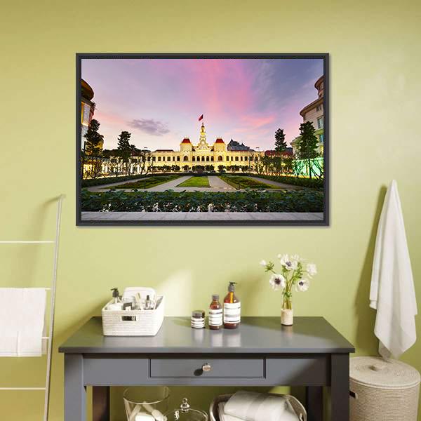 Ho Chi Minh City Hall Canvas Wall Art-1 Piece-Floating Frame-24" x 16"-Tiaracle