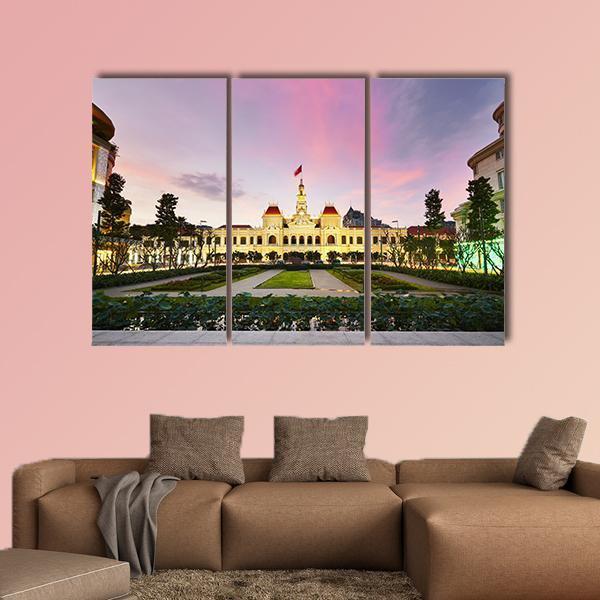 Ho Chi Minh City Hall Canvas Wall Art-4 Pop-Gallery Wrap-50" x 32"-Tiaracle