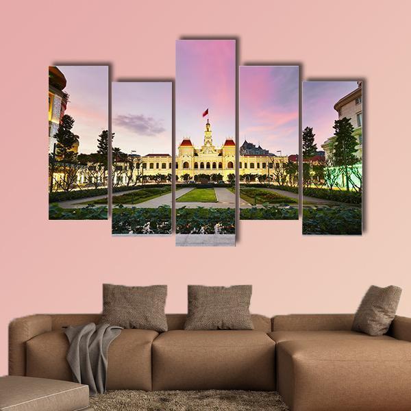 Ho Chi Minh City Hall Canvas Wall Art-5 Pop-Gallery Wrap-47" x 32"-Tiaracle