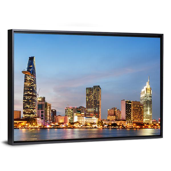 Ho Chi Minh City Skyline Canvas Wall Art-3 Horizontal-Gallery Wrap-25" x 16"-Tiaracle
