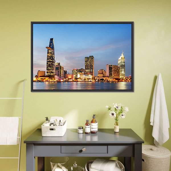 Ho Chi Minh City Skyline Canvas Wall Art-1 Piece-Floating Frame-24" x 16"-Tiaracle