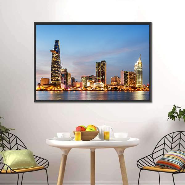 Ho Chi Minh City Skyline Canvas Wall Art-3 Horizontal-Gallery Wrap-25" x 16"-Tiaracle