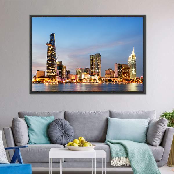 Ho Chi Minh City Skyline Canvas Wall Art-3 Horizontal-Gallery Wrap-25" x 16"-Tiaracle