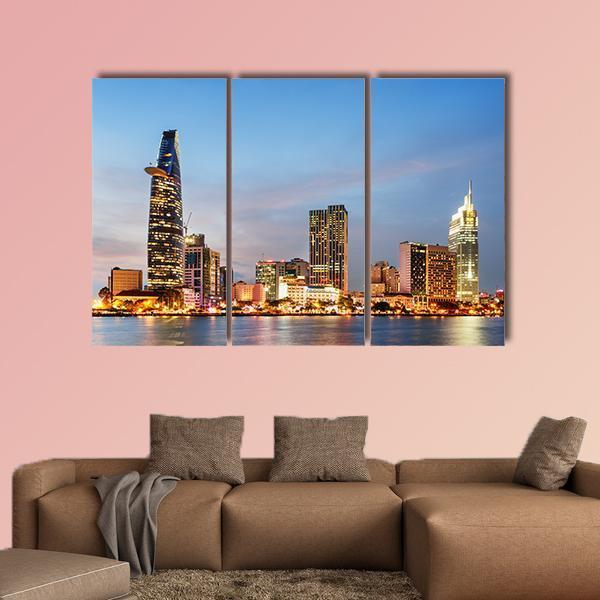 Ho Chi Minh City Skyline Canvas Wall Art-3 Horizontal-Gallery Wrap-25" x 16"-Tiaracle