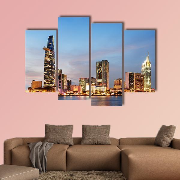 Ho Chi Minh City Skyline Canvas Wall Art-4 Pop-Gallery Wrap-50" x 32"-Tiaracle