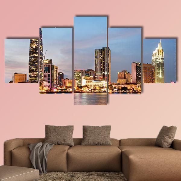 Ho Chi Minh City Skyline Canvas Wall Art-5 Star-Gallery Wrap-62" x 32"-Tiaracle