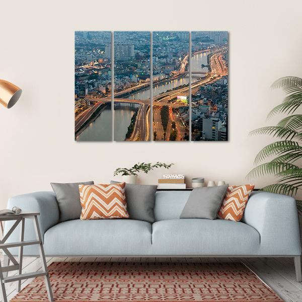 Ho Chi Minh City View Vietnam Canvas Wall Art-4 Horizontal-Gallery Wrap-34" x 24"-Tiaracle